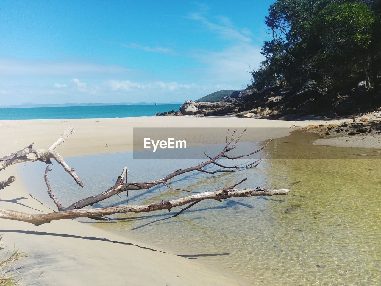 Scenic view of beach against cloudy sky