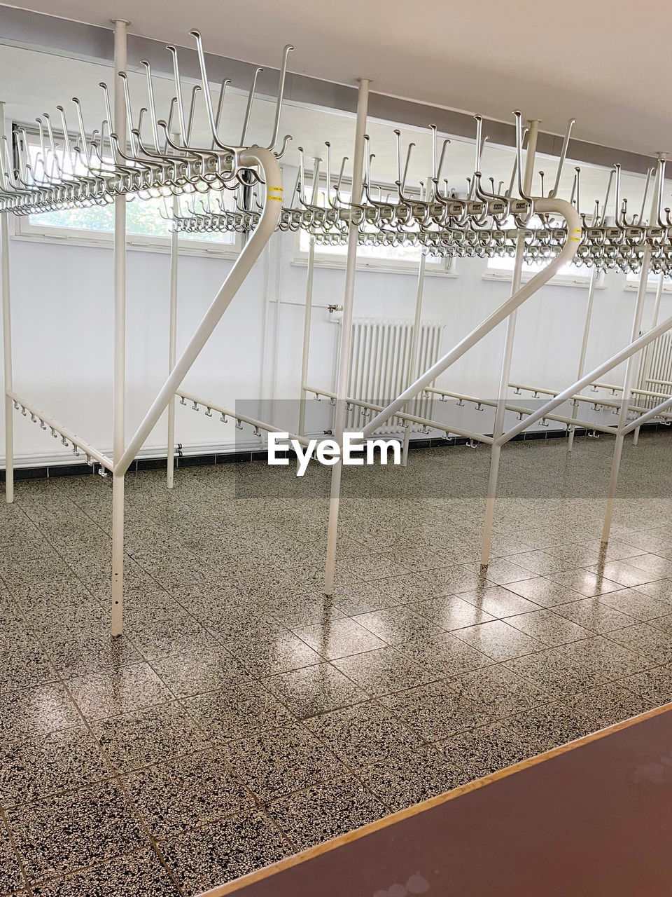 View into an empty cloakroom in an event venue