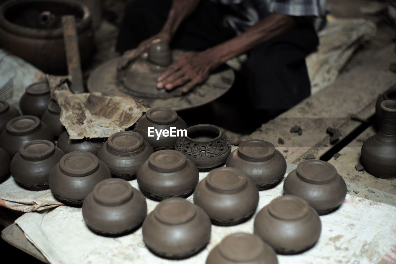 Close-up of clay pottery 