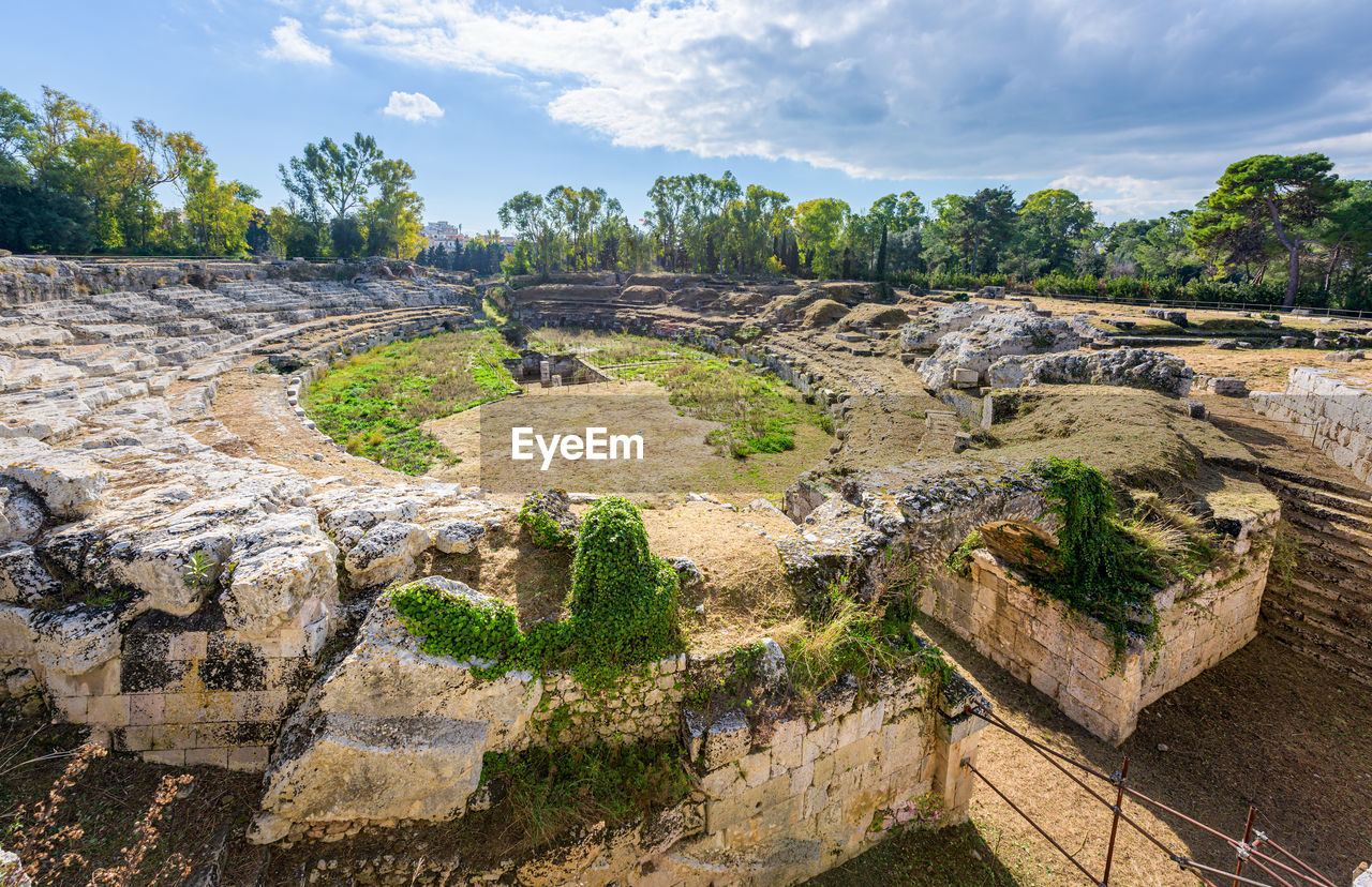 high angle view of rock formations