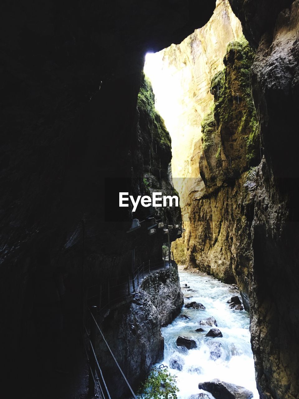 Stream flowing through cave