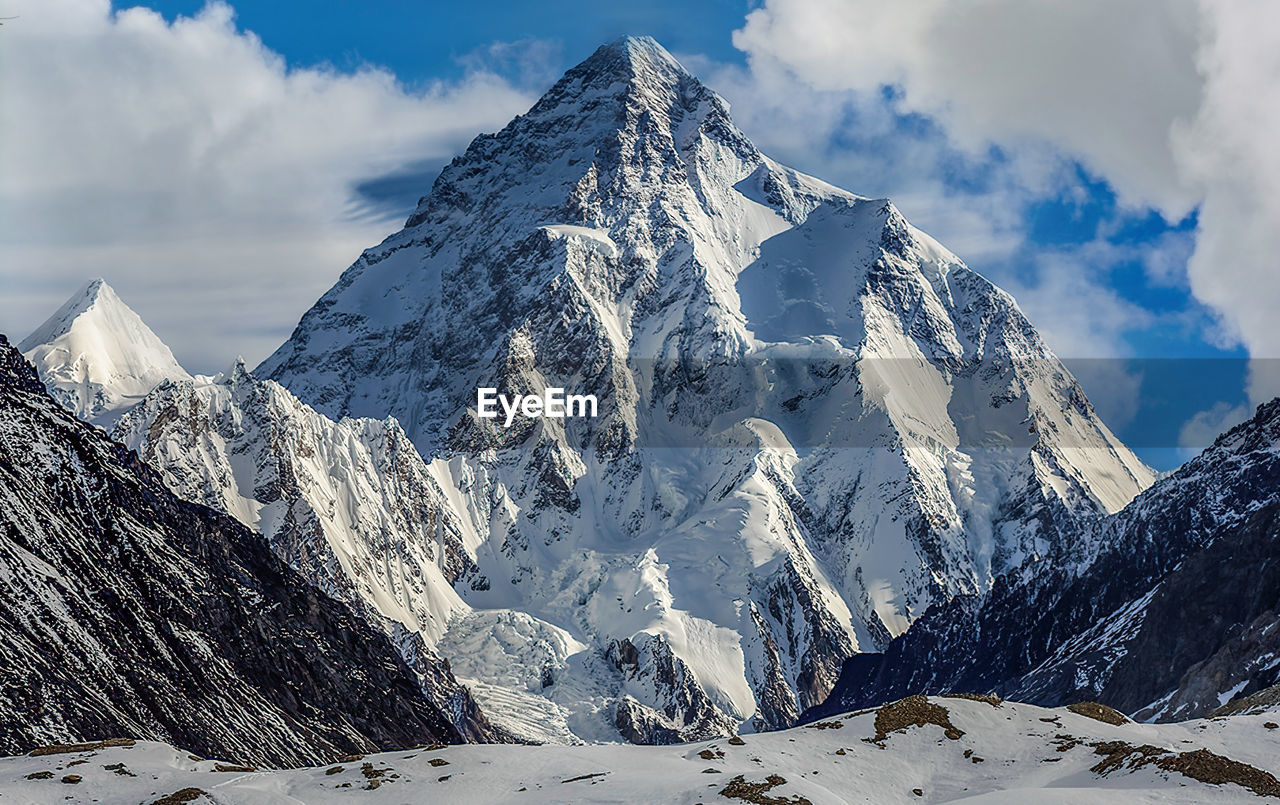 Majestic view of the k2 peak, the second highest mountain on the earth