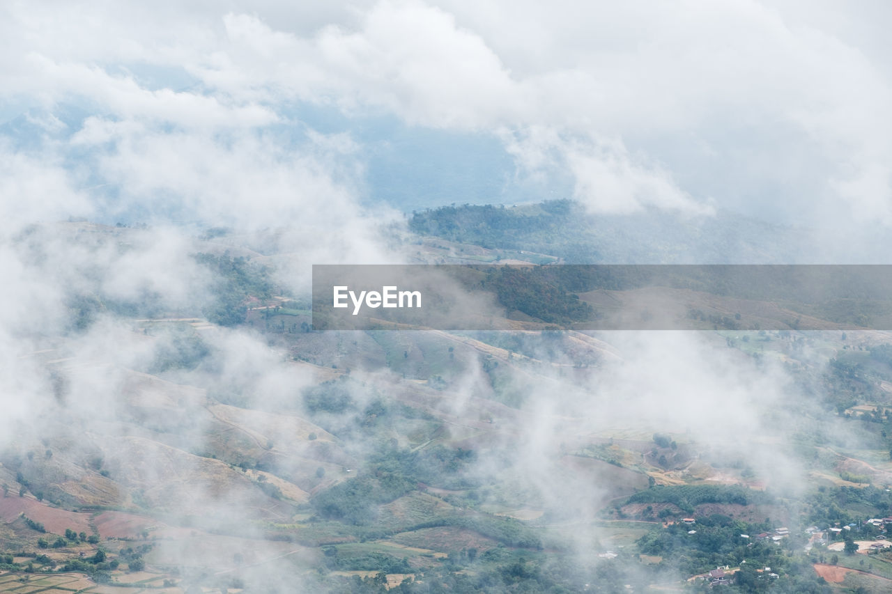 High angle view of foggy weather