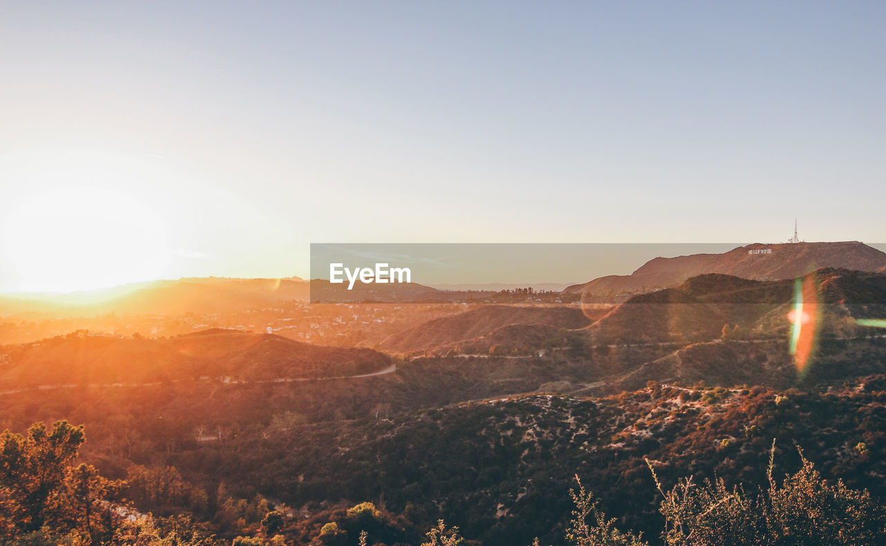 Scenic view of mountains against clear sky