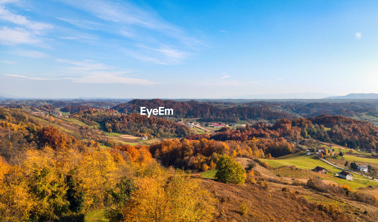Autumn landscape, hills, trees, fall colors, nature, outdoors, no people, scenic.