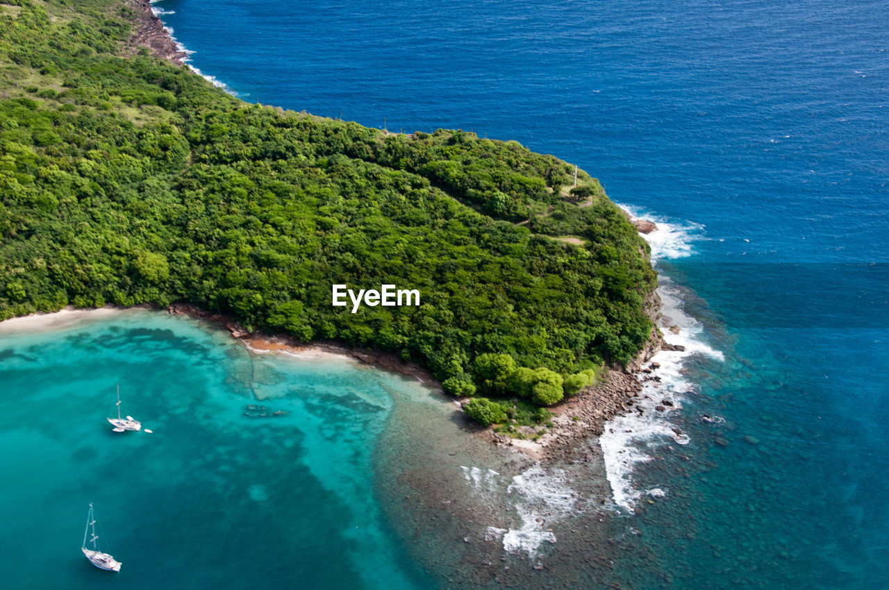 High angle view of island in sea