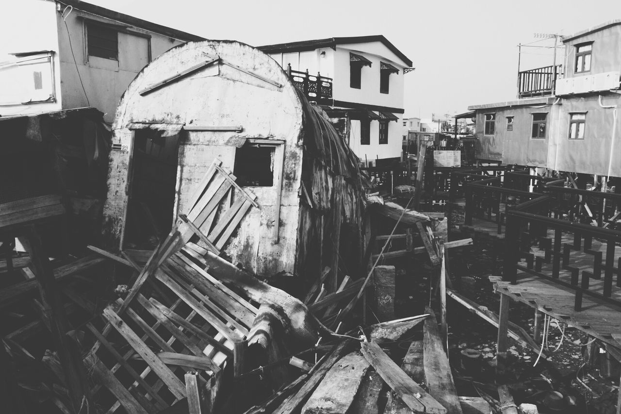 Abandoned house in city