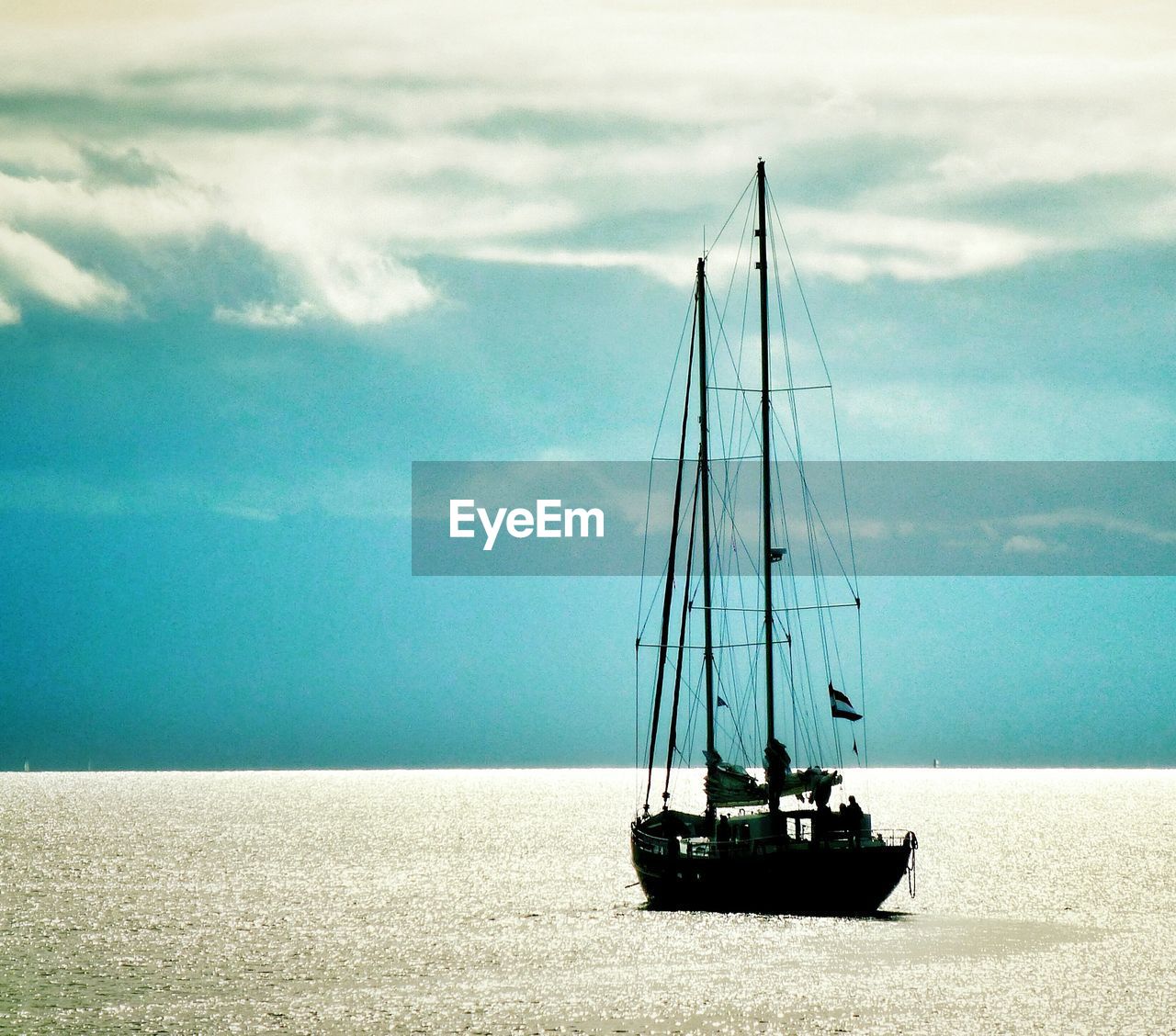 Boat in sea against sky