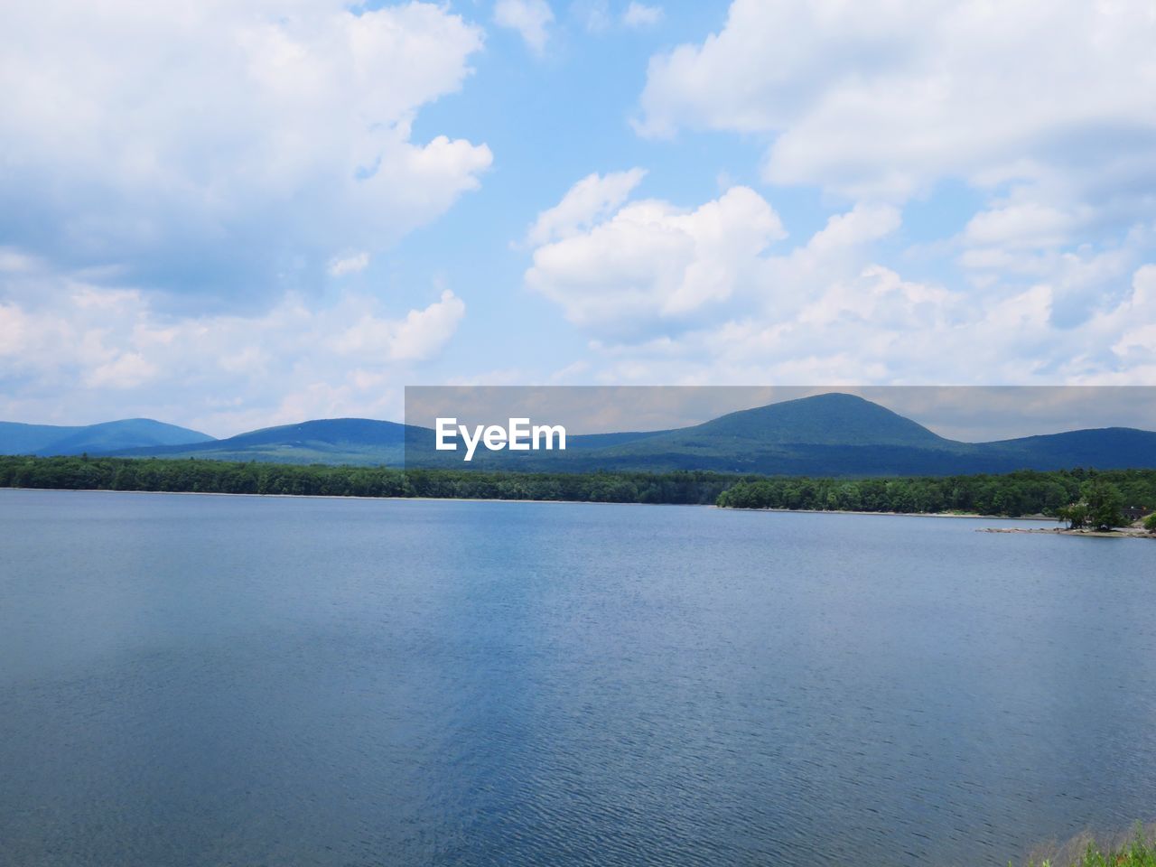 SCENIC VIEW OF LAKE AGAINST CLOUDY SKY