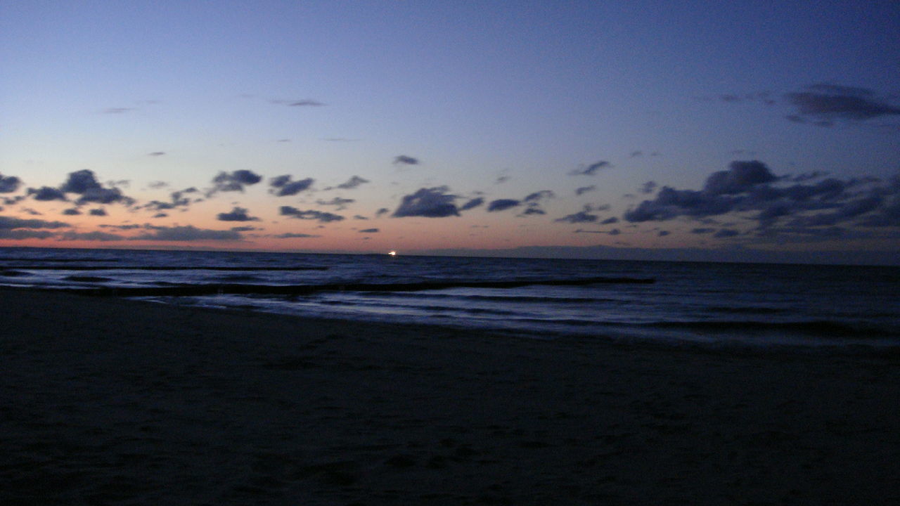 SCENIC VIEW OF CALM SEA AT DUSK