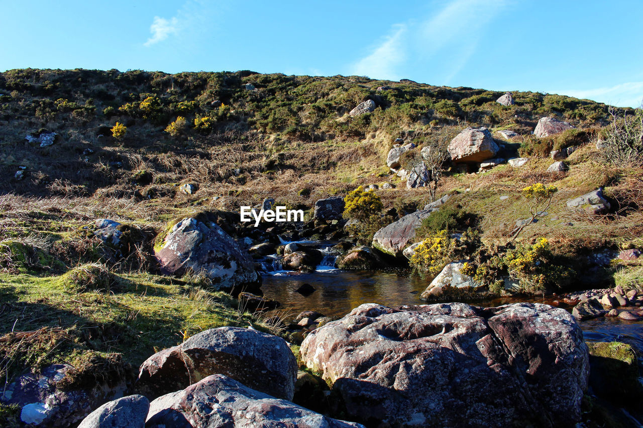 SCENIC VIEW OF ROCK FORMATION AMIDST ROCKS AGAINST SKY