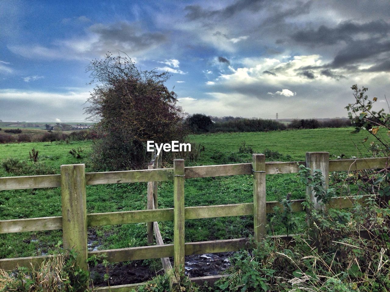 VIEW OF FIELD AGAINST CLOUDY SKY