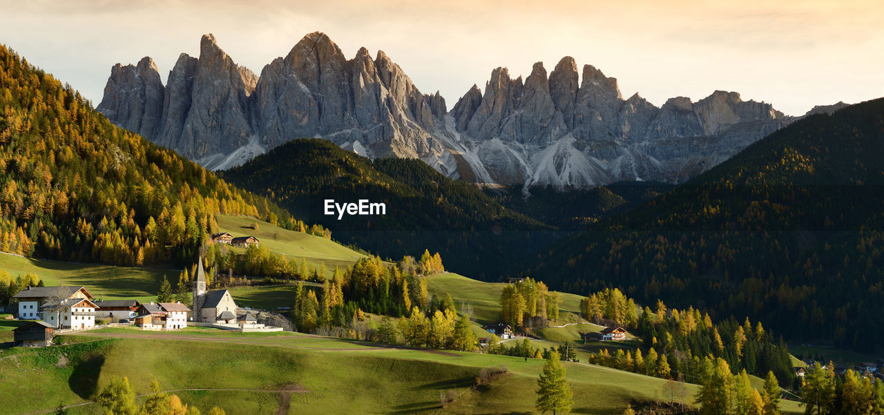 Panoramic view of landscape and mountains against sky