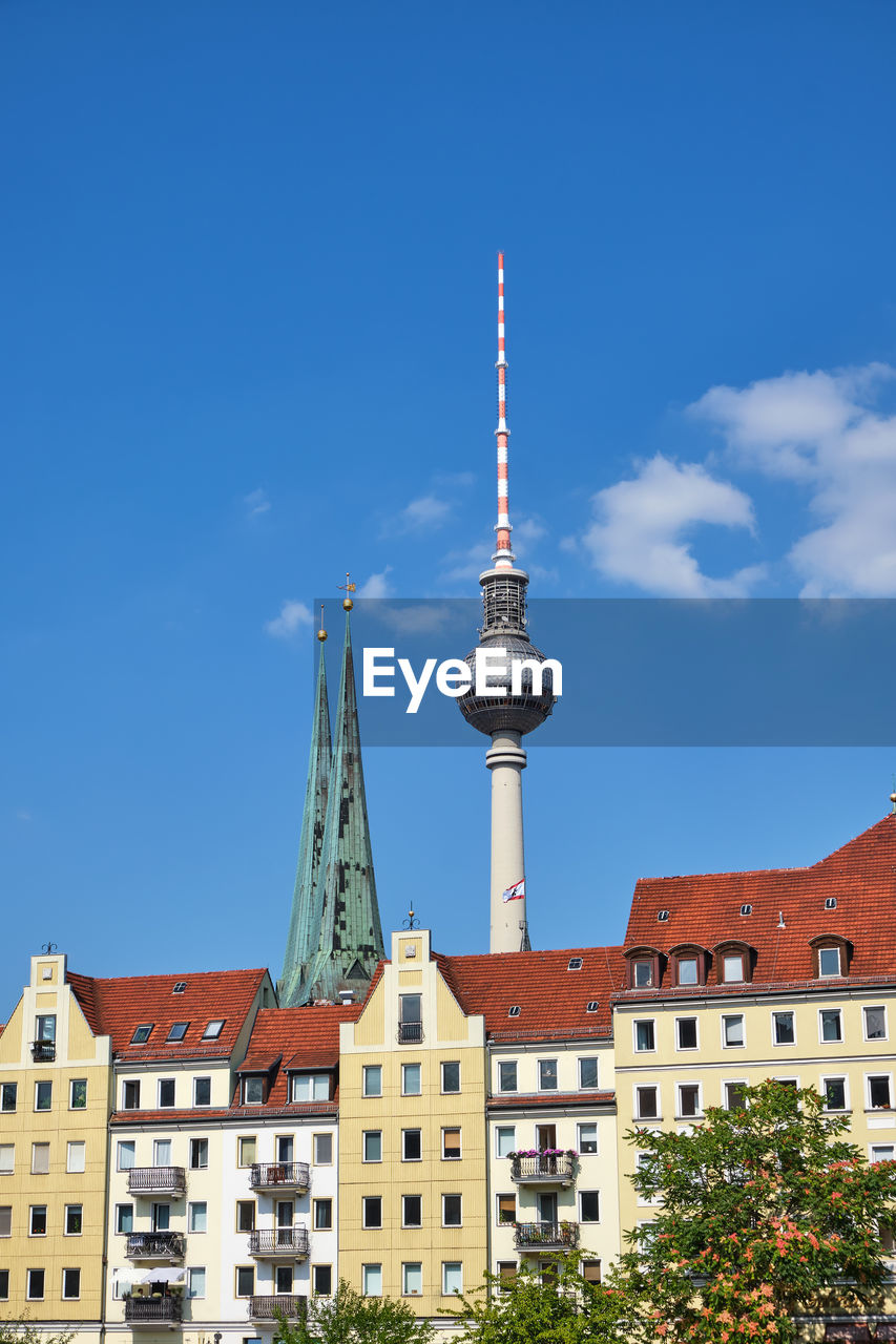 The nikolaiviertel in berlin with the famous television tower