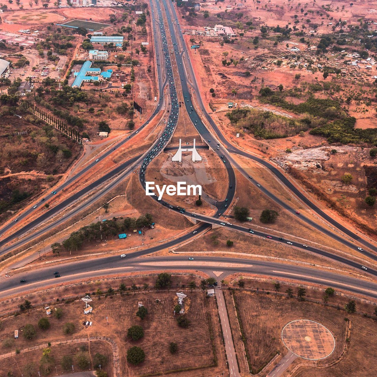 Aerial view of intertwined highways