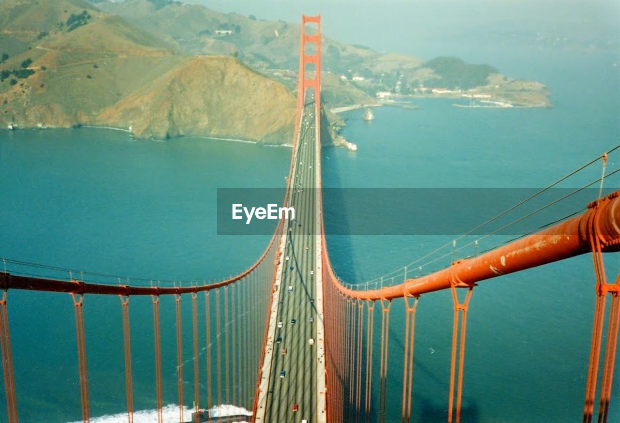 High angle view of sailboat on sea