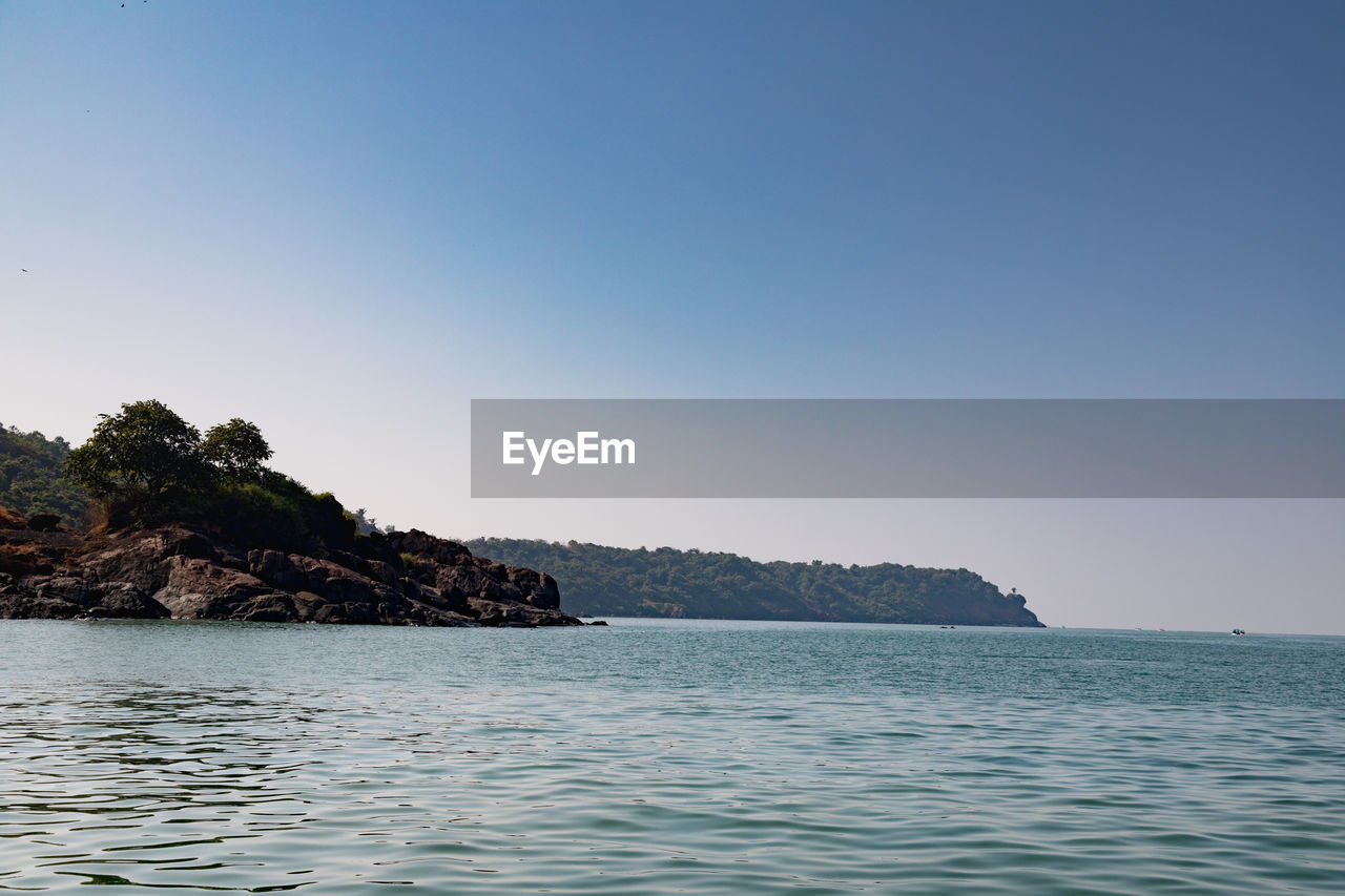 Scenic view of sea and clear sky