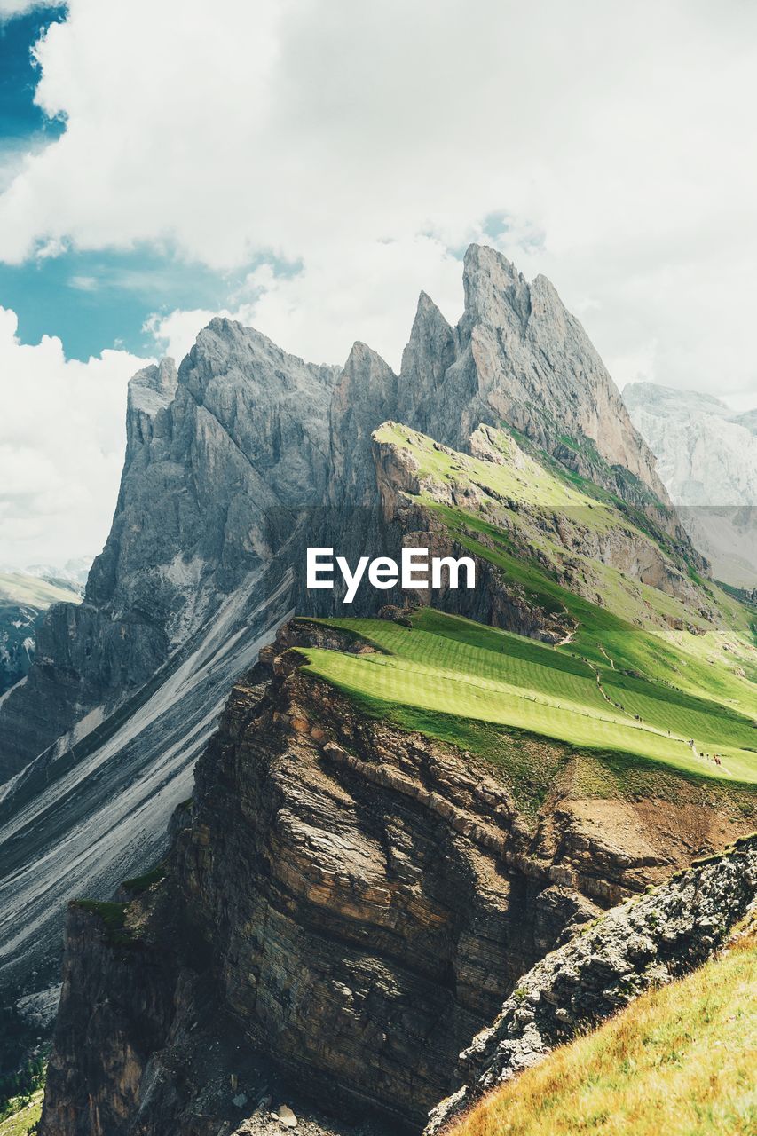 Scenic view of landscape and mountains against sky