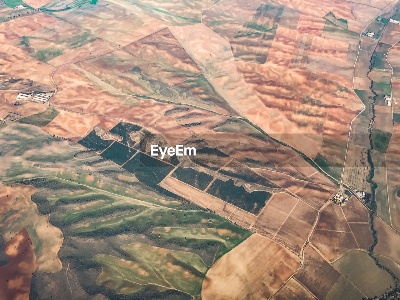 High angle view of cultivated land 