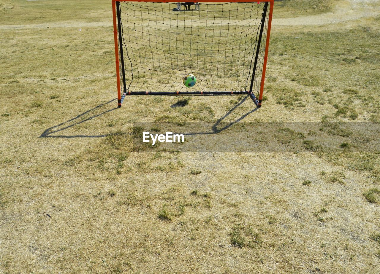 View of soccer ball on field