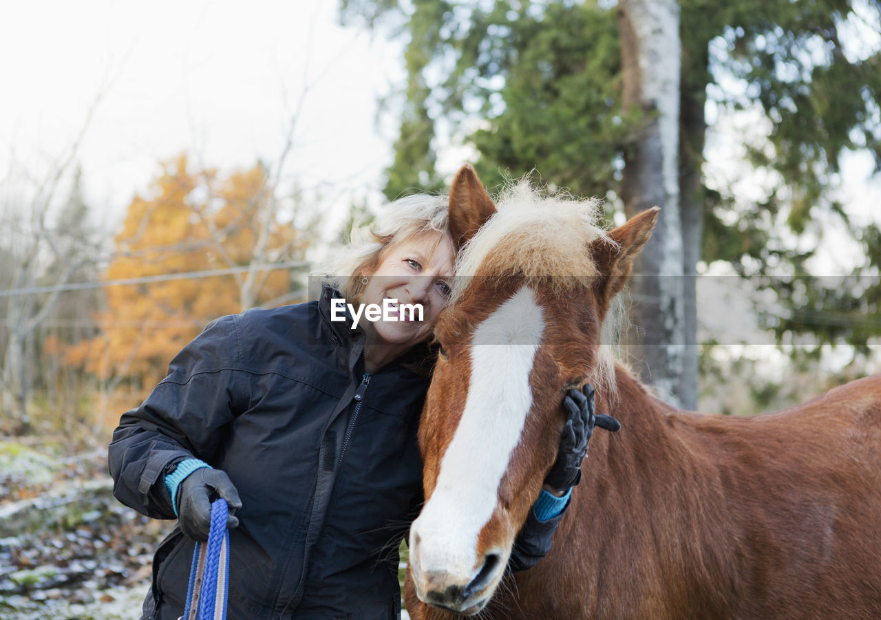 Senior woman with icelandic horse