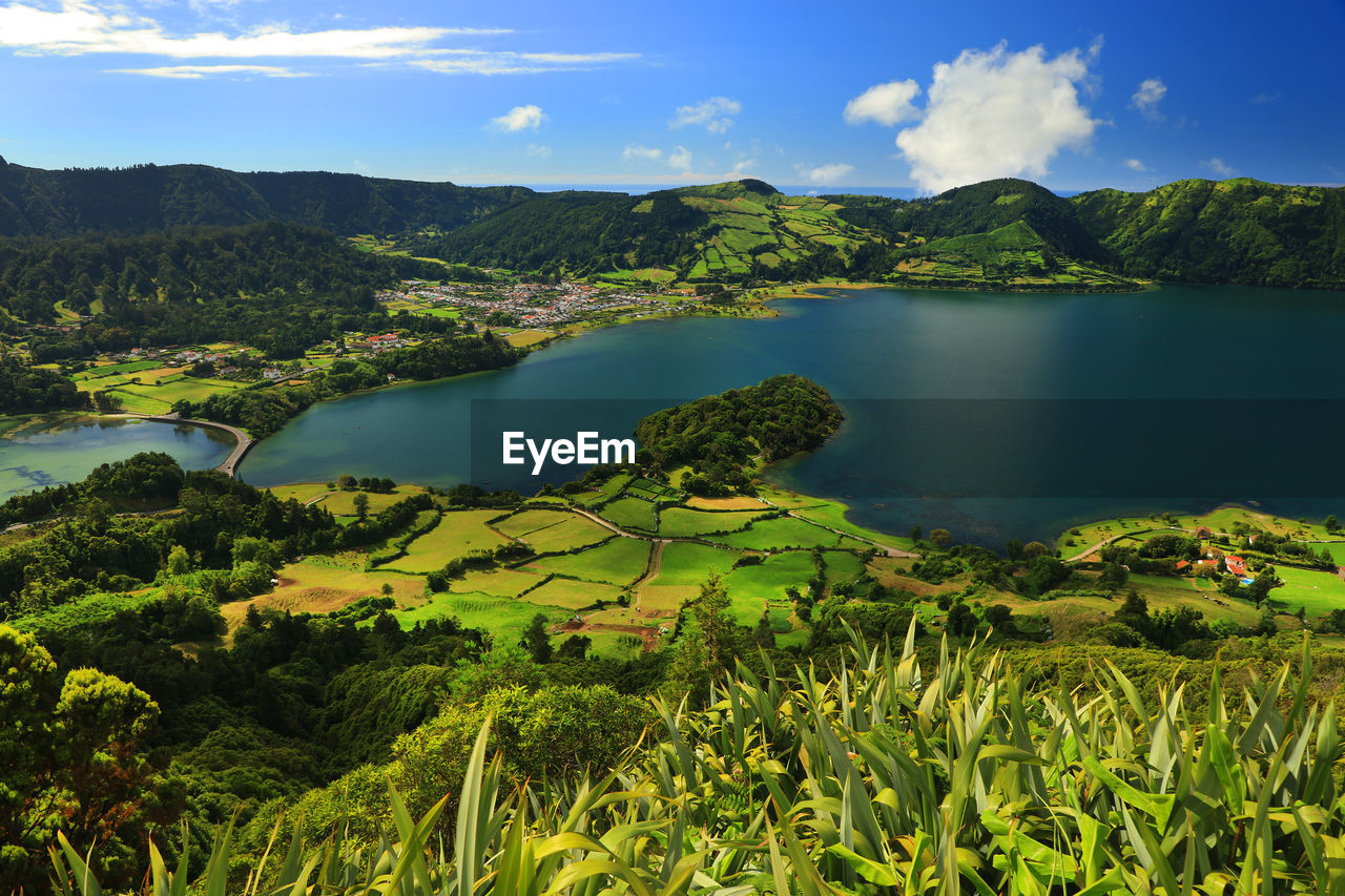 Scenic view of lake against sky