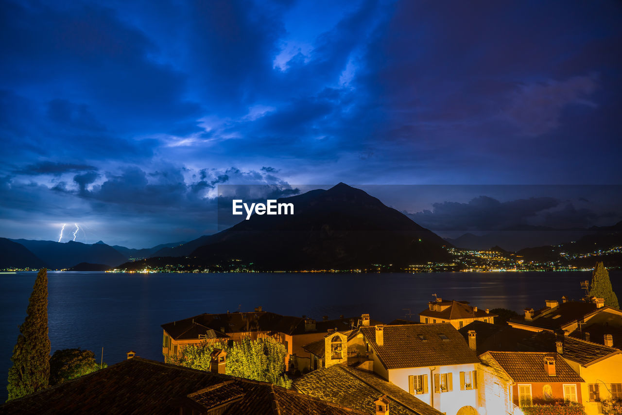 Panoramic view of sea against sky at night