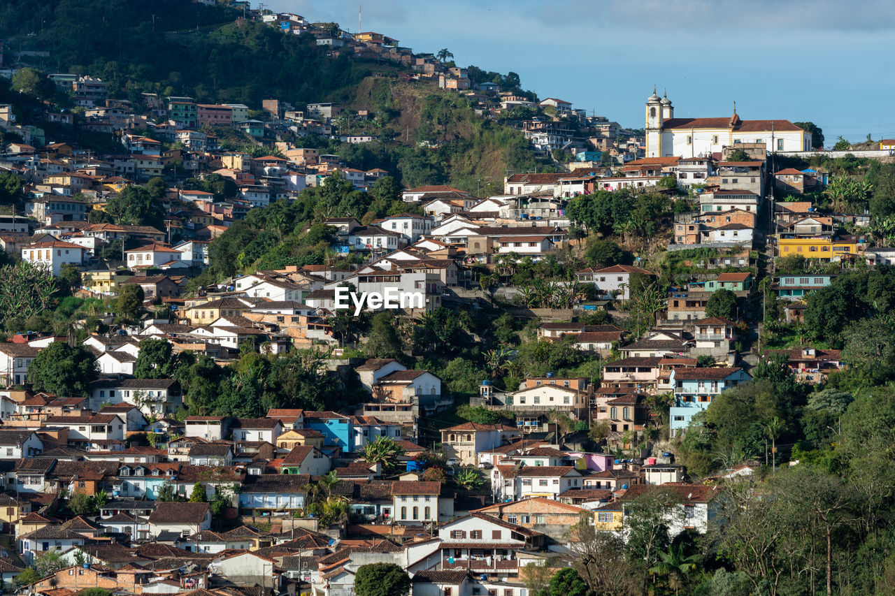 High angle view of townscape against sky