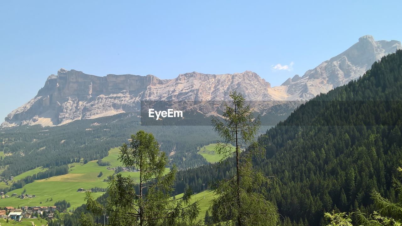 Scenic view of mountains against clear sky