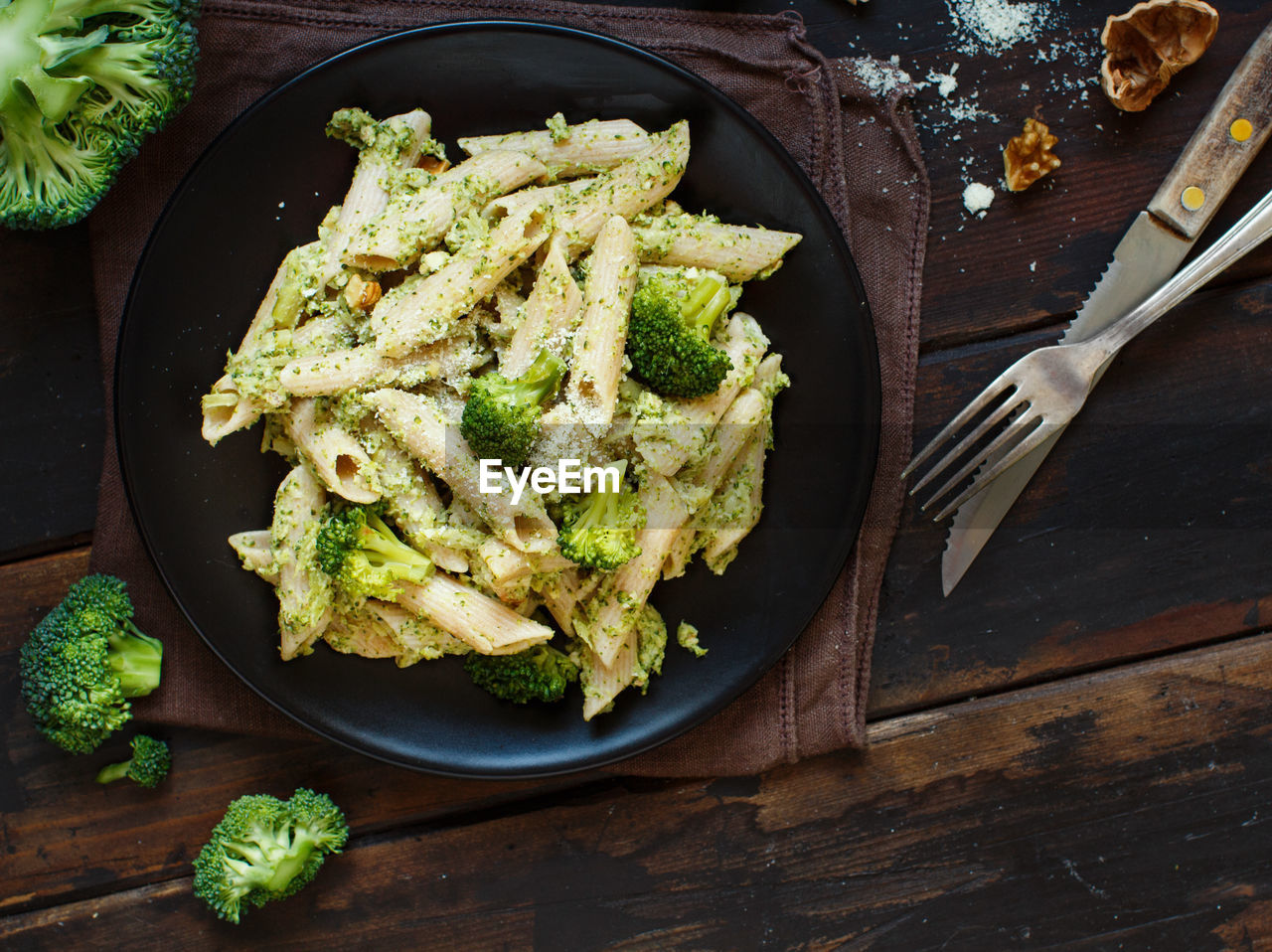 Pasta in plate on table