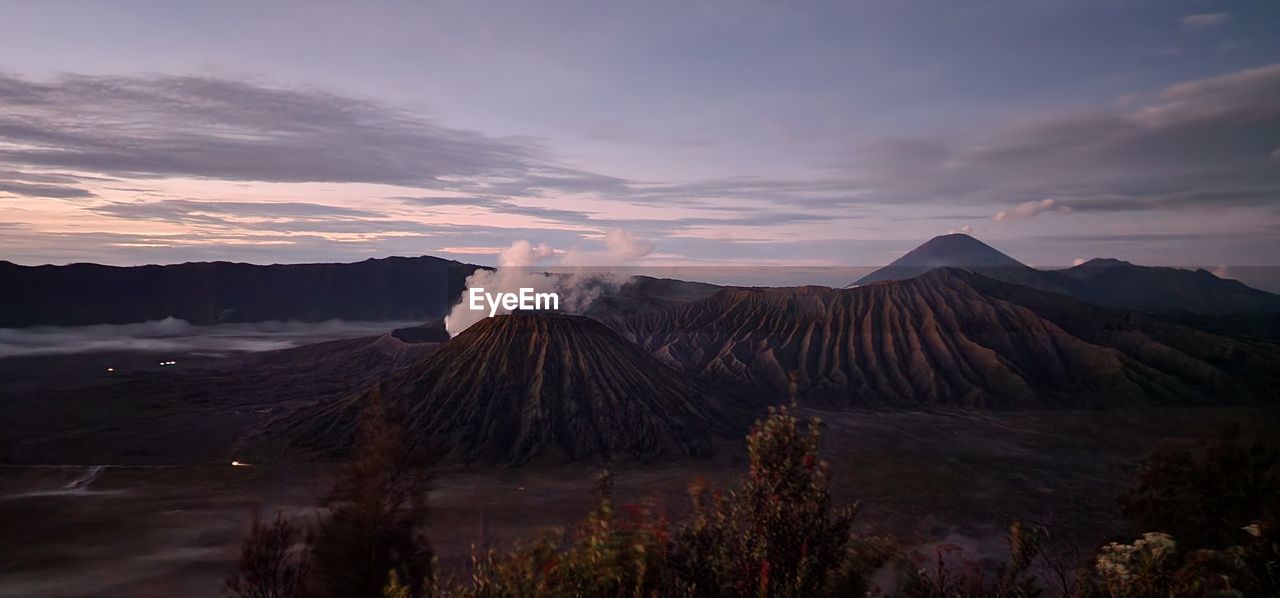 Scenic view of mount bromo against sky during sunrise