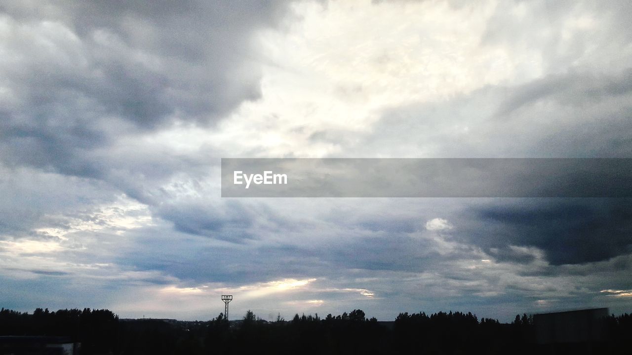 SILHOUETTE OF TREES AGAINST CLOUDY SKY