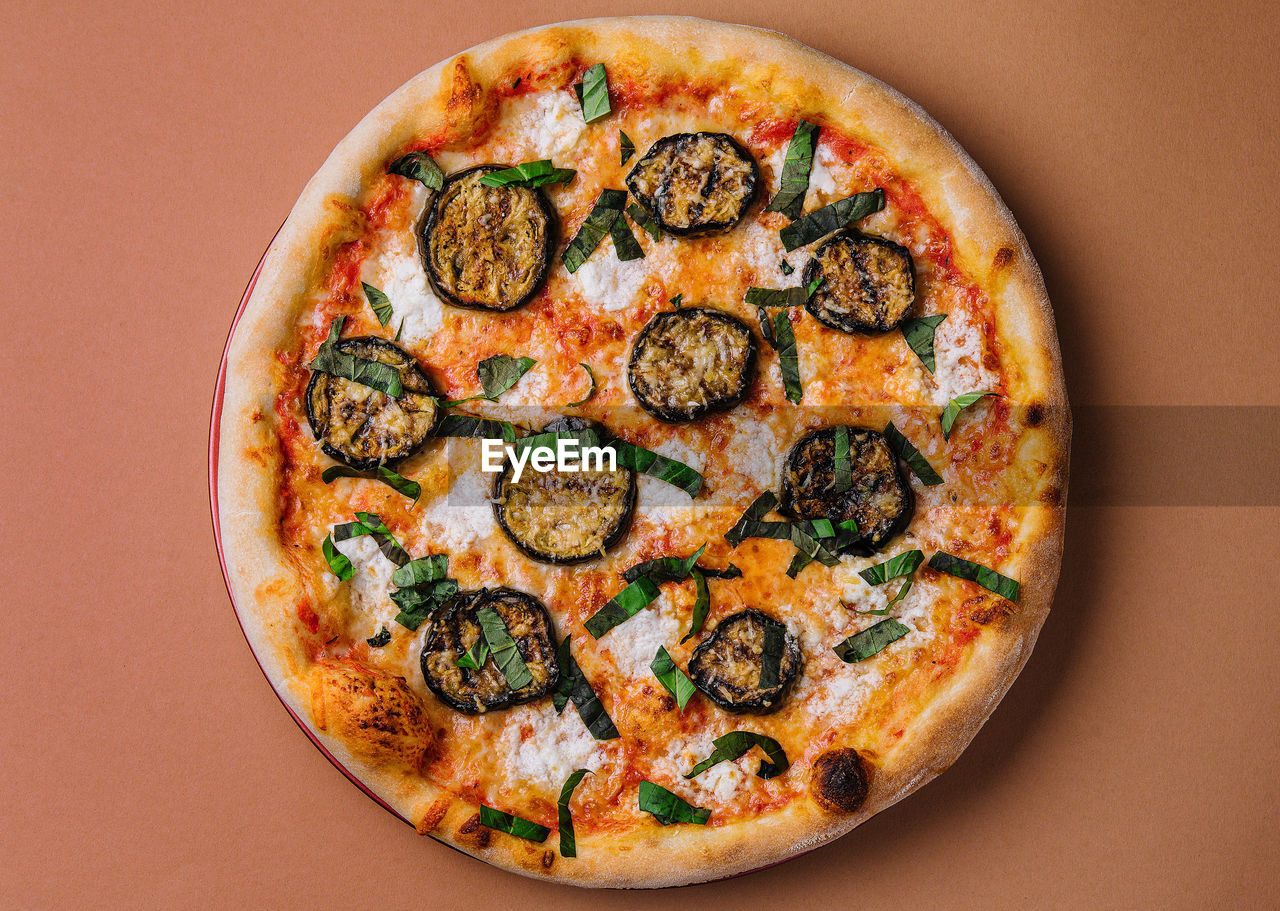 close-up of pizza on table