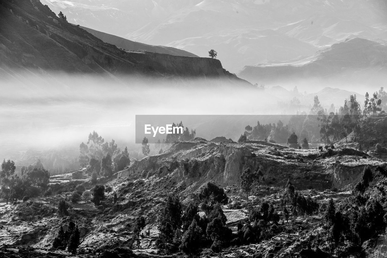 Scenic view of mountain range against sky