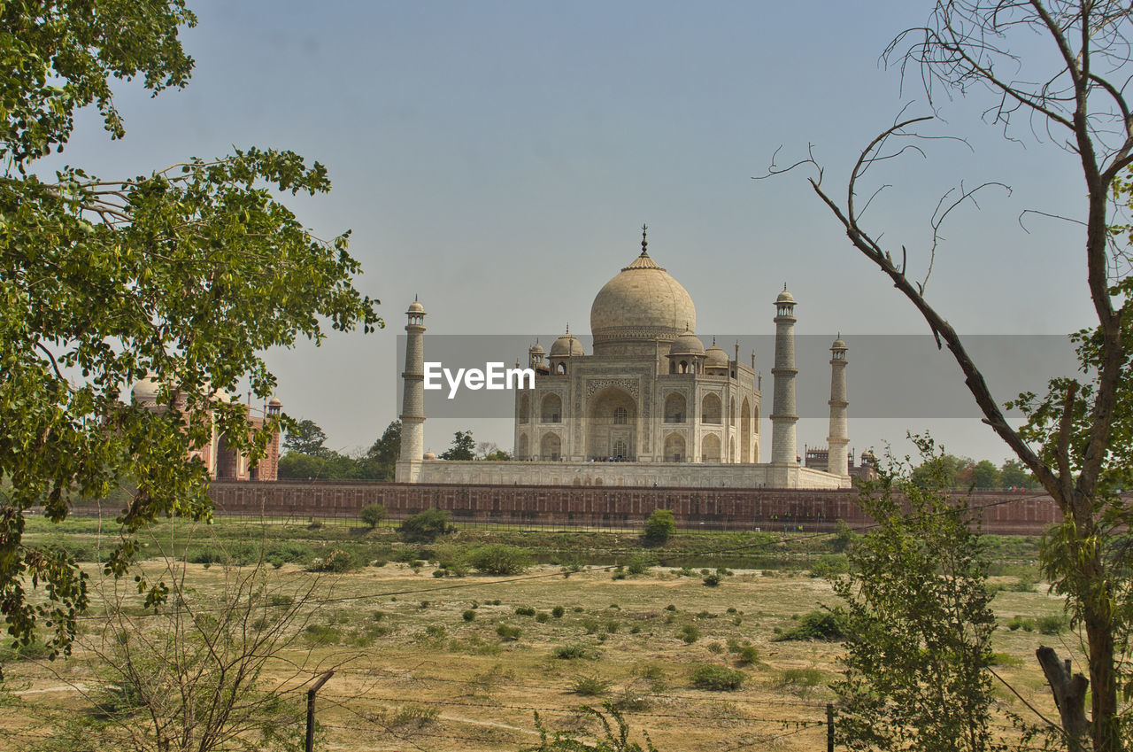 View of taj mahal from dried land of yamuna river