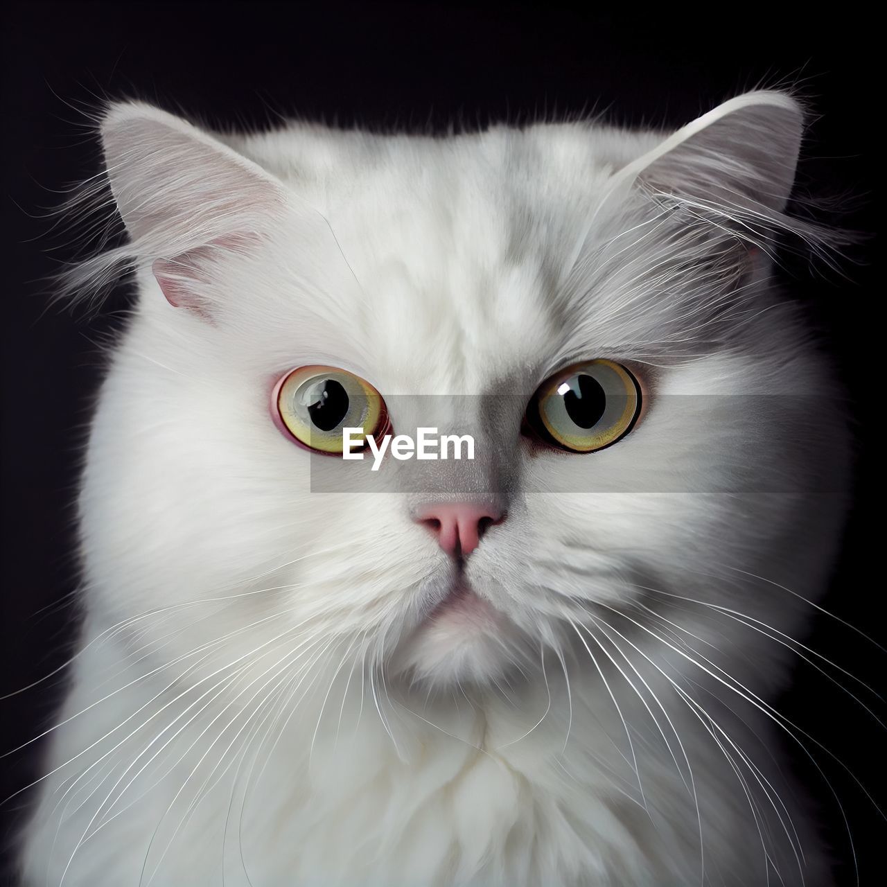 pet, cat, domestic animals, animal themes, animal, domestic cat, mammal, feline, one animal, whiskers, portrait, black background, animal body part, white, looking at camera, felidae, small to medium-sized cats, animal hair, domestic long-haired cat, nose, eye, studio shot, british semi-longhair, cute, turkish angora, close-up, animal head, carnivore, no people, black and white, front view, indoors, animal eye, emotion