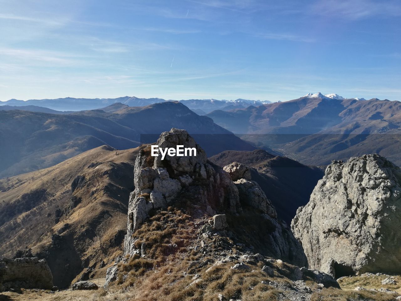 Scenic view of mountains against sky at night