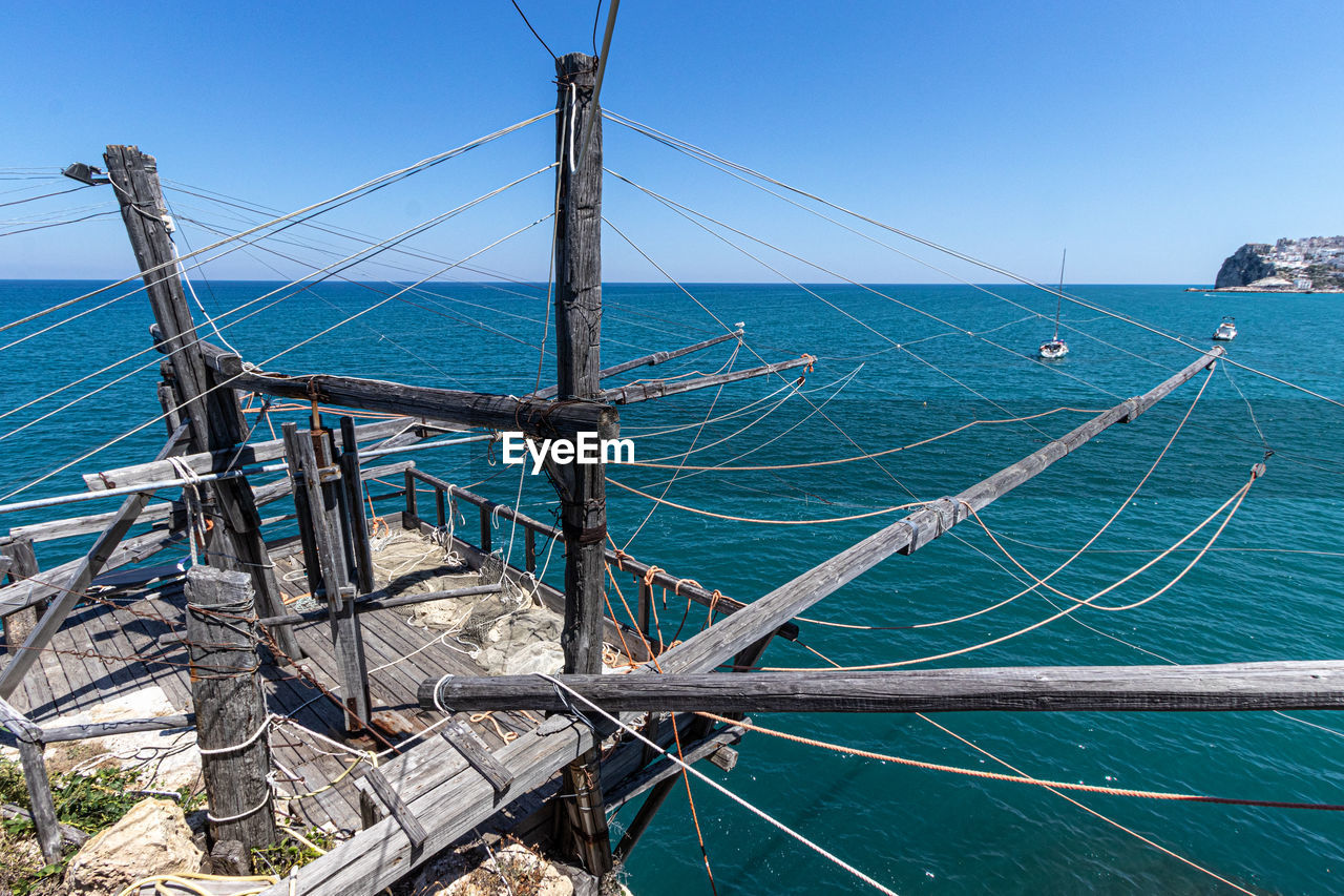 Trabucco, an old fishing machine in the southern coast of the adriatic sea in italy