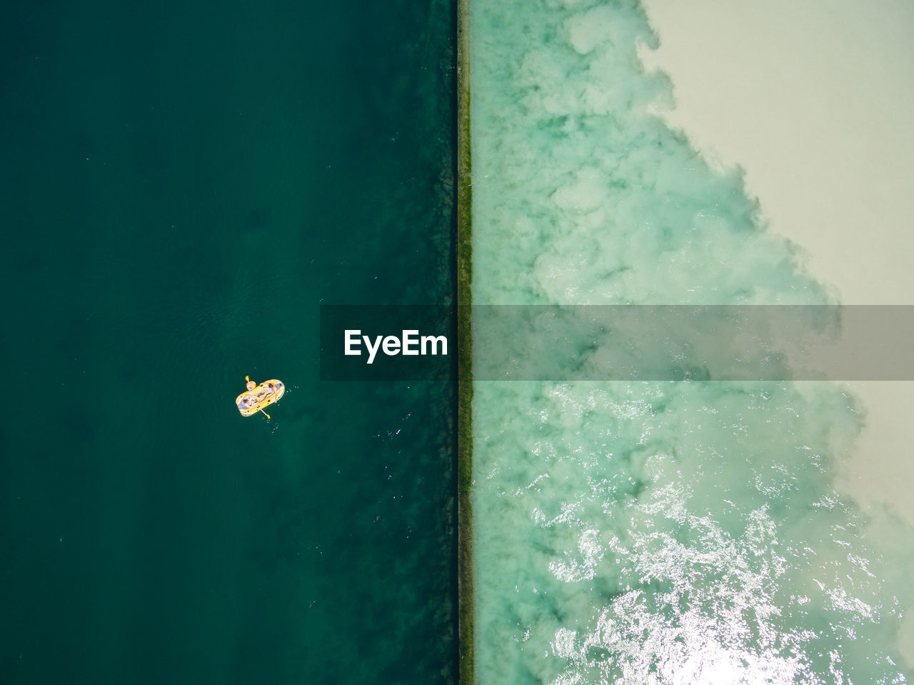 Aerial view of boat in sea