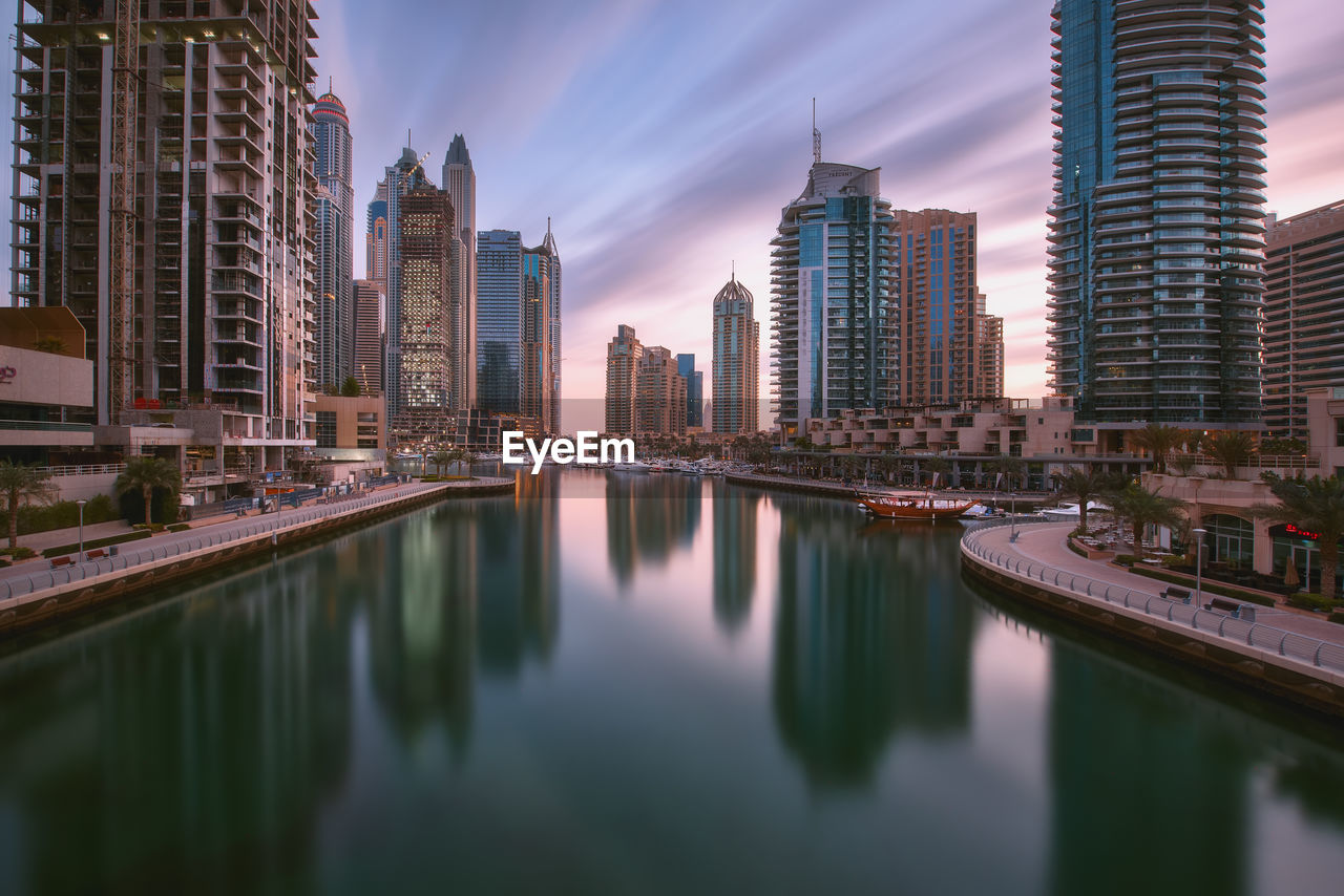 Reflection of buildings in city