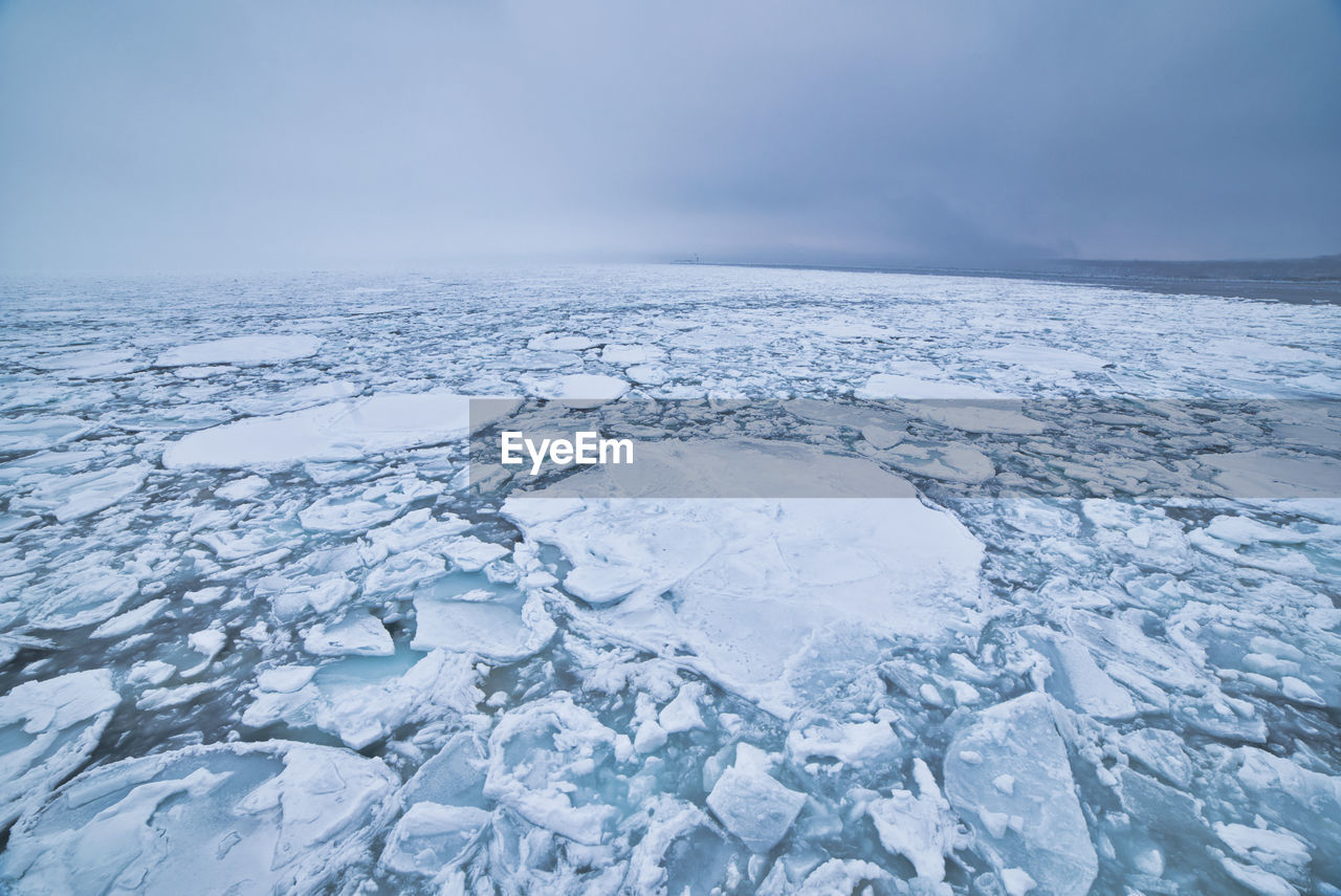 SCENIC VIEW OF SNOW COVERED LANDSCAPE AGAINST SKY