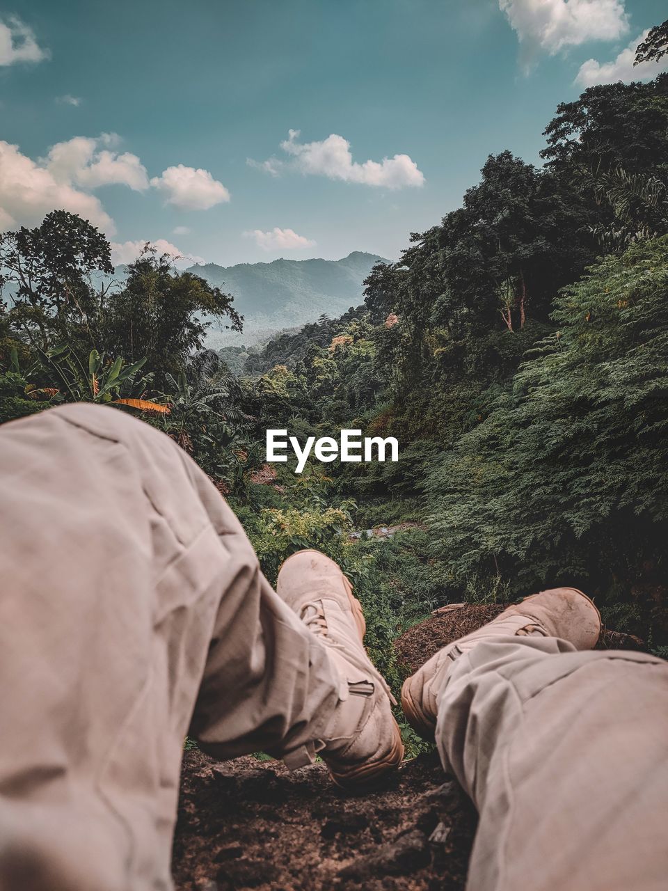 Beautiful feet and view from the top of the mountains