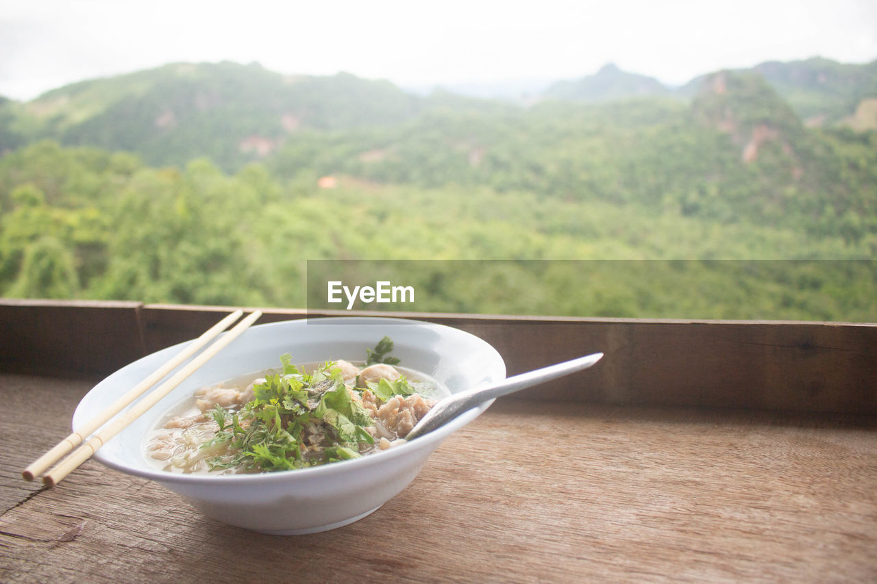 Close-up of food on table