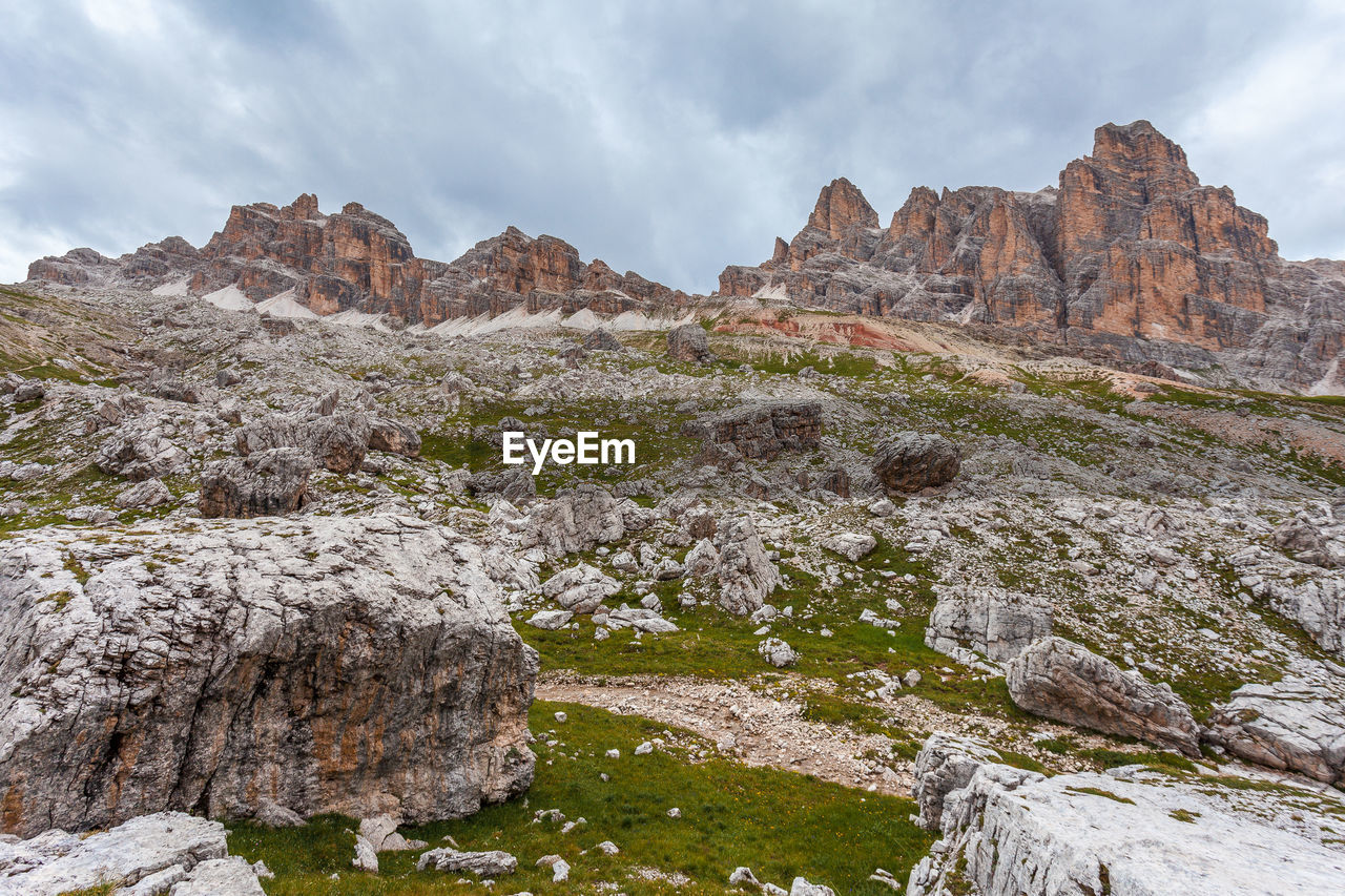 Scenic view of rocky mountains against sky