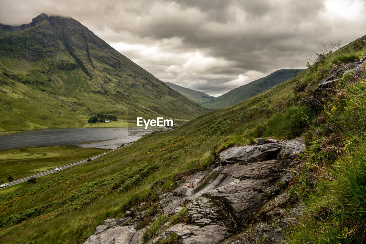 SCENIC VIEW OF VALLEY AGAINST SKY