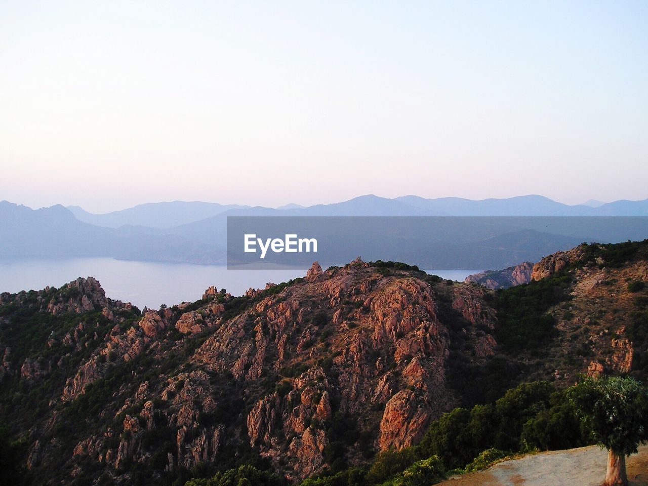 Scenic view of mountains against clear sky