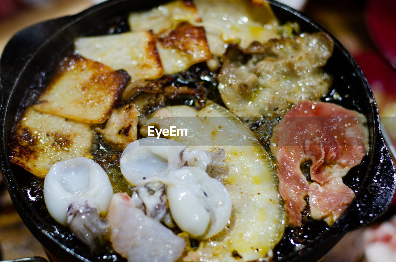 High angle view of food in bowl