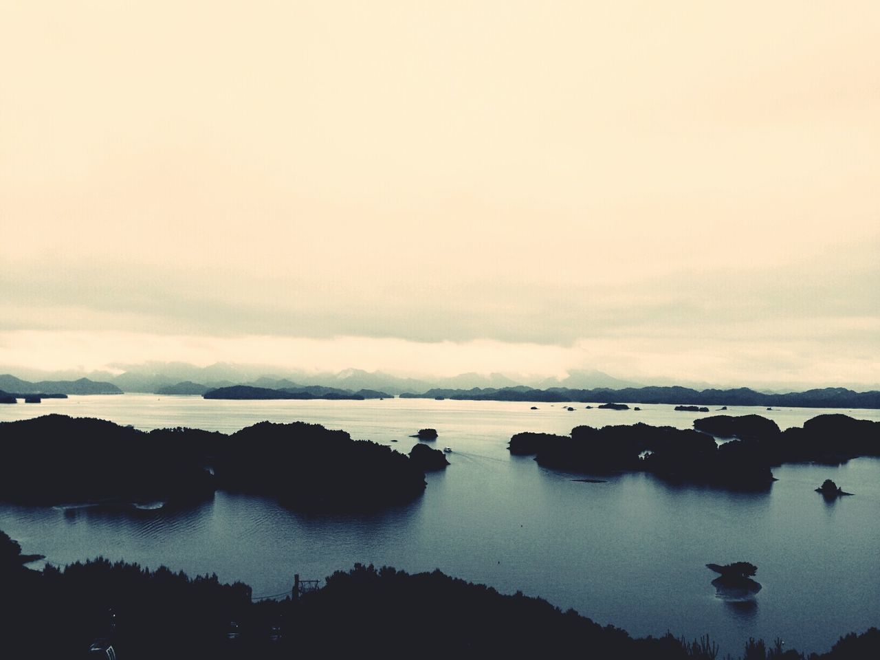 Scenic view of lake against sky