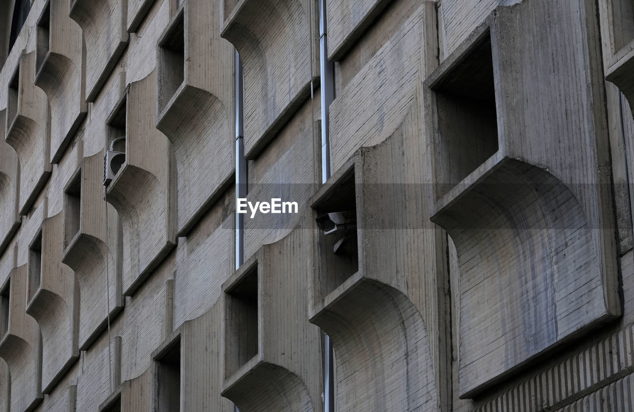 Detail of a brutalist building in skopje, north macedonia