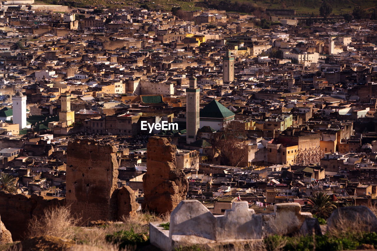 High angle shot of townscape